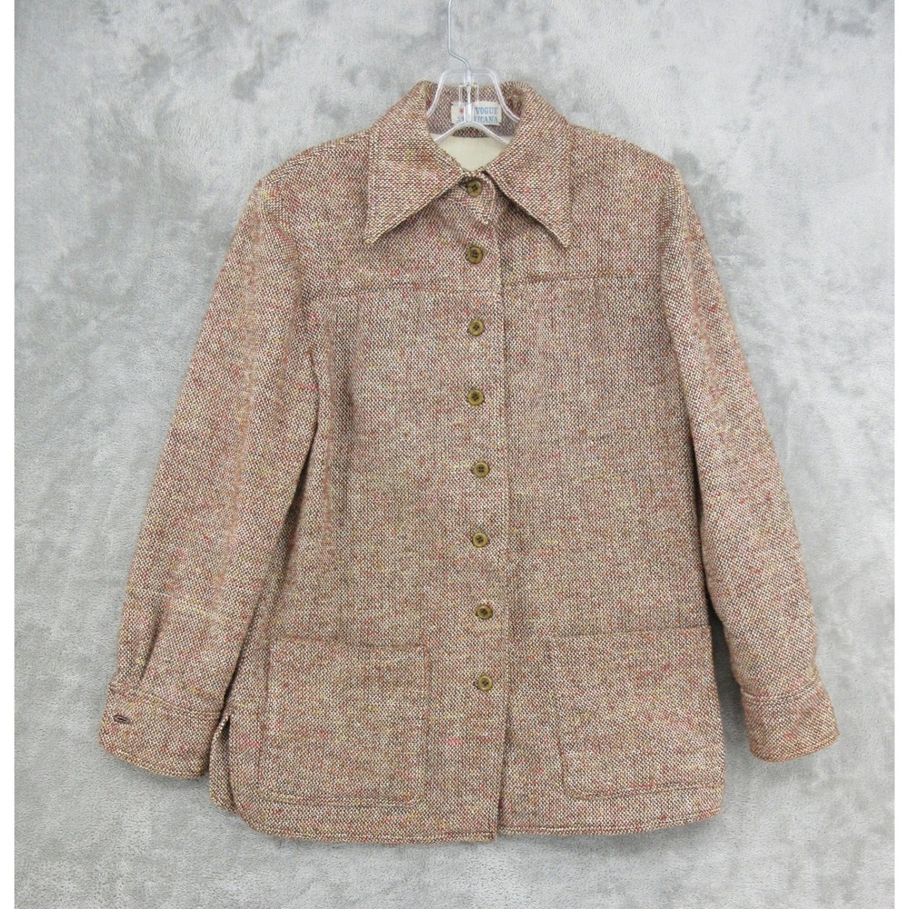 True Vintage Vogue Americana Jacket Womens Size M Wool 70s Button Pockets Brown